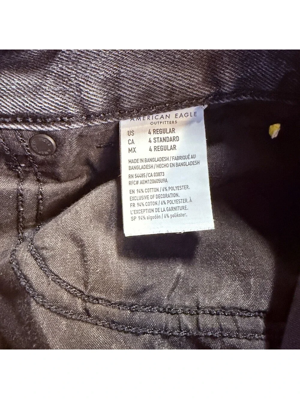 American Eagle Mom Jeans Black/Gray Denim Jeans Cotton Distressed Size 4 Reg